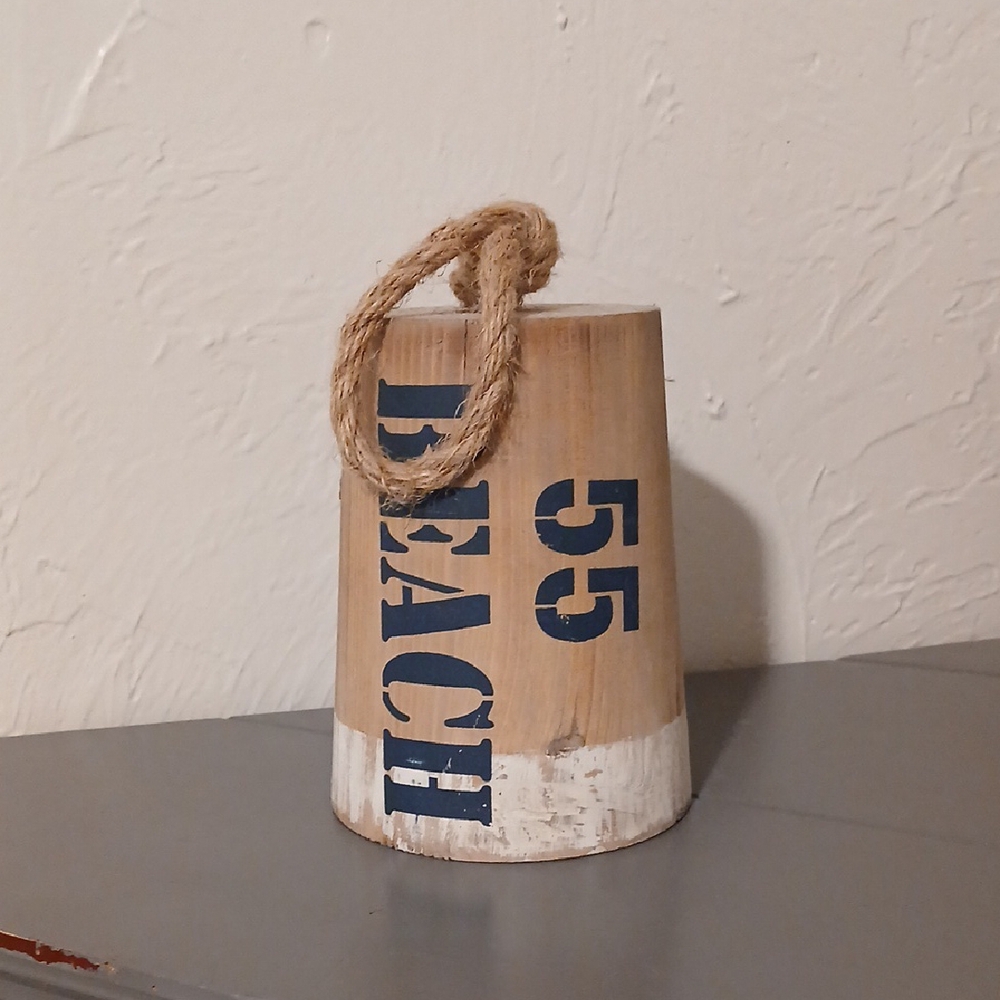 Beach Themed Decorative Block with Rope Handle
